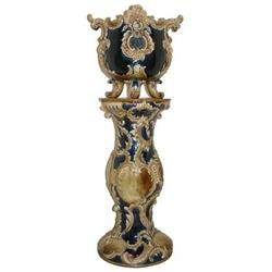 Italian Rococo Majolica Jardiniere & Stand #1873251