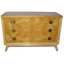 Pair of Vintage Burled Maple & Blond Chests #1873356