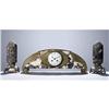 Image 1 : French Art Deco Marble Clock & Obelisque Set #1873362