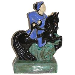 CAZAUX Mongolian Horseman Ceramic Figurine #1873399