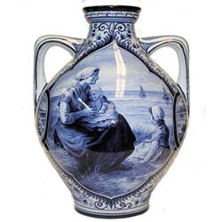 Antique HEISTERKAMP Delft 2-Handled Vase #1873403