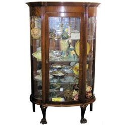 Antique Victorian Oak Vitrine China Cabinet #1873406