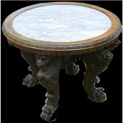 Marble Top Lion Table #1873470