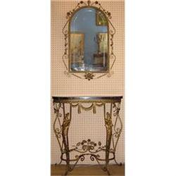 OUTSTANDING WROUGHT IRON MIRROR AND TABLE WITH #1873643