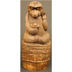 Japanese Antique Sculpture, Okimono of a Monkey#1873724