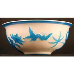 Antique Peking Glass, Lovely Blue & White Bowl #1873759