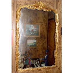 LARGE Art Nouveau Gilt Wood Wall Mirror Flower #1873814