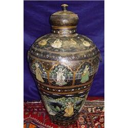 18c Oil Painted Metal Indian Fertility Urn Vase#1873841