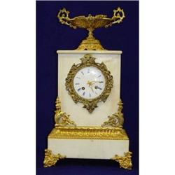 19c French Gilt Bronze Marble Mantle Clock #1873860