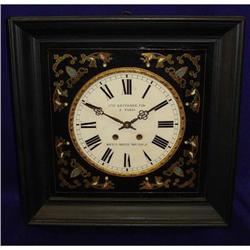 French Ebony Brass Enamel inlay Bakers Clock #1873862