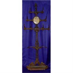 Old 19c Victorian Cast Iron Coat Hat Cane Rack #1873864