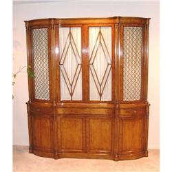 Serpentine Front Burl Walnut Breakfront Closet #1873866