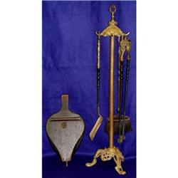 French Empire Dore Bronze Fireplace Tools Set #1873872