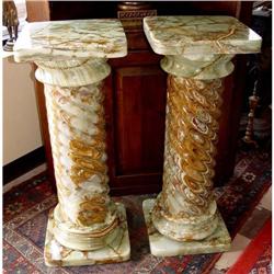 Spiral Verdigris Butterscotch Onyx Pedestals #1873874