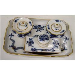 Meissen Porcelain Desk Set Pen Tray Ink Well #1873879