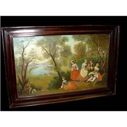 18c Bird Hunt Forest Landscape Oil Painting #1873885