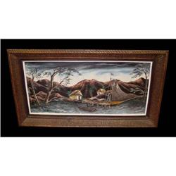 Gourgue Hatian Oil Painting Fisherman Coastal #1873890