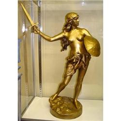 19c French Spelter Female Warrior Sculpture #1873891