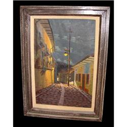 WPA New Orleans Street Lamp Oil Painting French#1873892