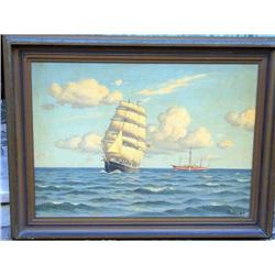 Marine oil on canvas ship by Sven Drews #1873927