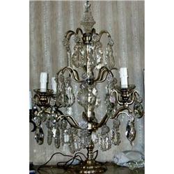 Silvered bronze crystal Girandole table lamp #1873931