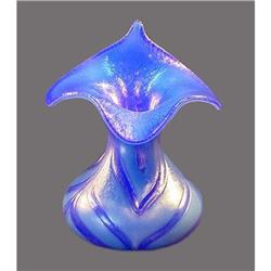 Czech Bohemian BLUE Iridized Art Glass Vase  #1888170