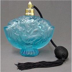 Czech Bohemian AQUAMARINE Cherub Perfume Bottle#1888175