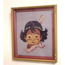 Large Needlework Picture Native Baby #1888260