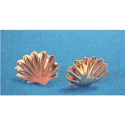 10k Yellow Gold Pierced earrings - SHELL #1888271