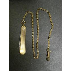 VICTORIAN   WATCH CHAIN W/PEN KNIFE #1888303