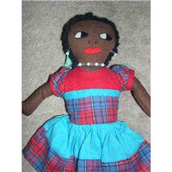 10  Black Cloth Doll W/ Stitched Features Great#1888375