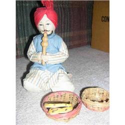 India Snake charmer with pipe, basket and snake#1888412