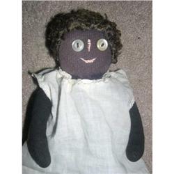 8" Black Cloth Doll with Button Eyes #1888456