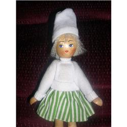 Polish Wooden Doll white sweater and cap #1888544