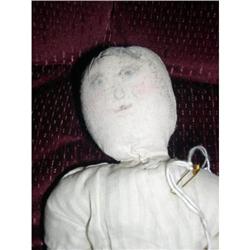 16" Early  Primative Cloth Doll Drawn Features #1888620