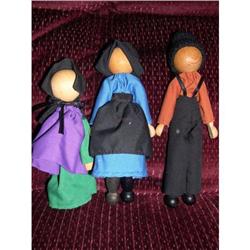 Amish Wooden  3 Dolls  #1888627