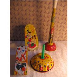 4 Vintage Party NOISEMAKERS Tin Litho #1888645