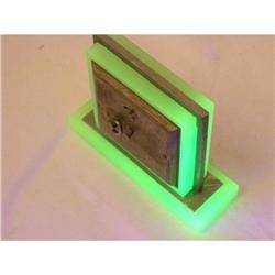 Green Uranium Glass Chrome Clock Glows Brightly#1888654