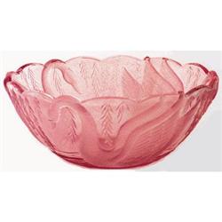 Three Swans Pink Art Glass Centerpiece Bowl #1888685