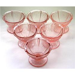 Cherry Blossom Depression Glass Sherbet Set #1888692