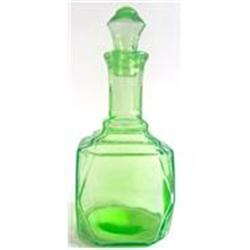 Green Depression Glass Art Deco Decanter #1888699