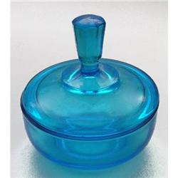 Paden City Aqua Blue Depression Gass Vanity Jar#1888848