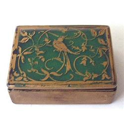 Devilbiss Green and Gold Satin Glass Box #1888921