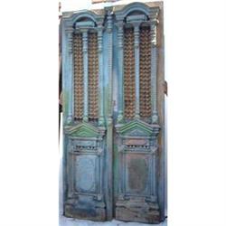 French Colonial Pine Iron Double Entry Doors #1889009