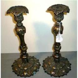 Pair Antique Bronze Candleholders #1889075
