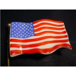 Authentic hand painted Flag Limoges box trinket#1889142