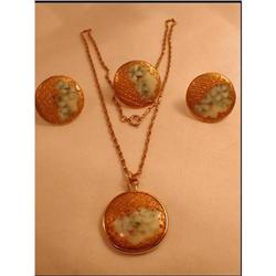 Victorian PORCELAIN Shirt STUDS  NECKLACE SET #1889156