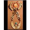 Image 1 : DECO Winged ISIS coral FILIGREE DROP Brooch #1889185