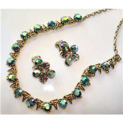 ~MARRIAGE~ SET BLUE AB RHINESTONE NECKLACE /EAR#1889288