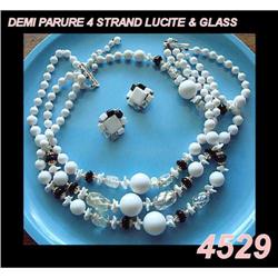 4-STRANDED LUCITE &GLASS NECKLACE & EARRINGS #1889291